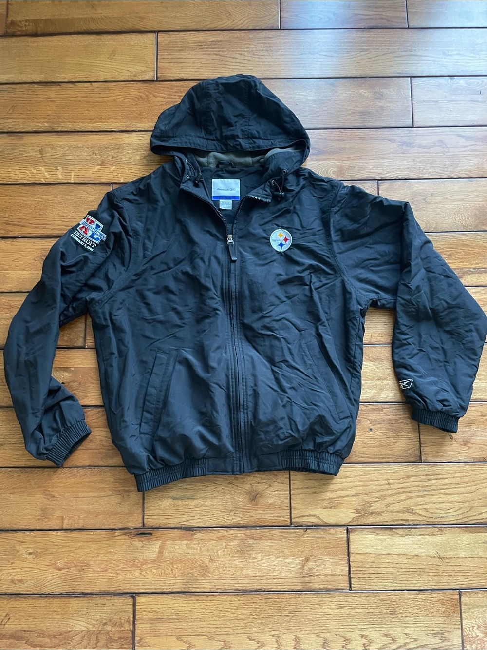 Reebok Black Pittsburgh Steelers Hooded Windbreaker Jacket